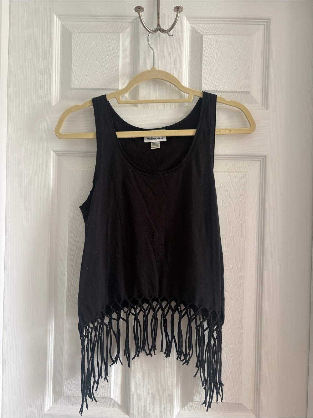 2010s Coachella Inspired Crop Black Fringe Tank Top